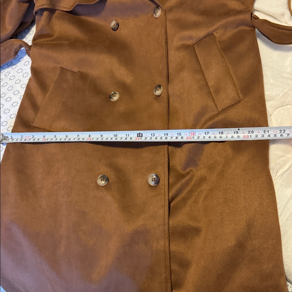 Elegant Brown Women's Trench Coat - Picture 12 of 14